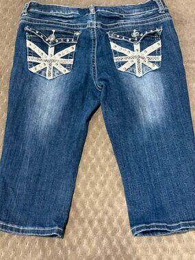 Denim Capris jeweled pockets juniors 11 miss Chic